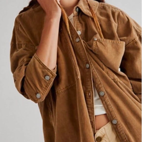 New We The Free x Free People Button Front Baby Corduroy Oversized Top /Jacket - Picture 2 of 15